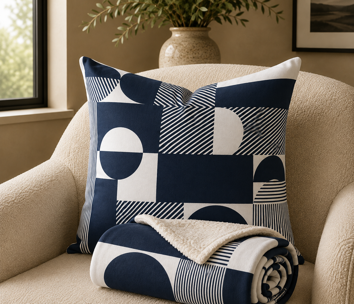Blue & White Throw Pillow