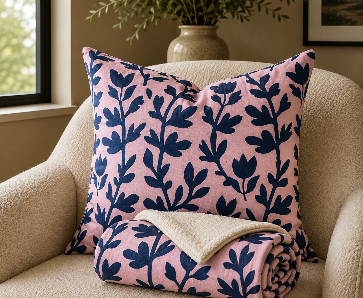 Blush Botanical Throw Pillow