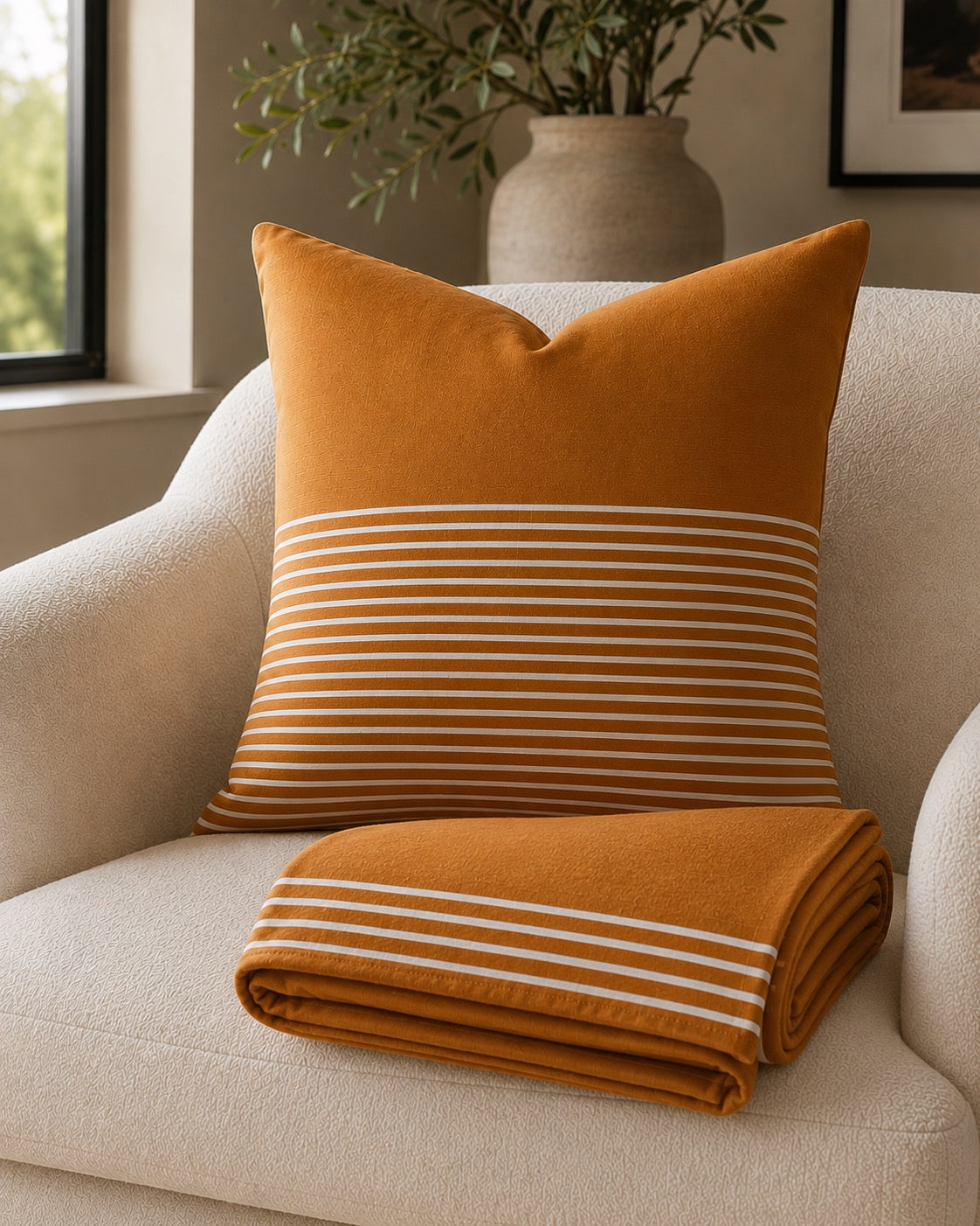 Golden Horizon Throw Pillow