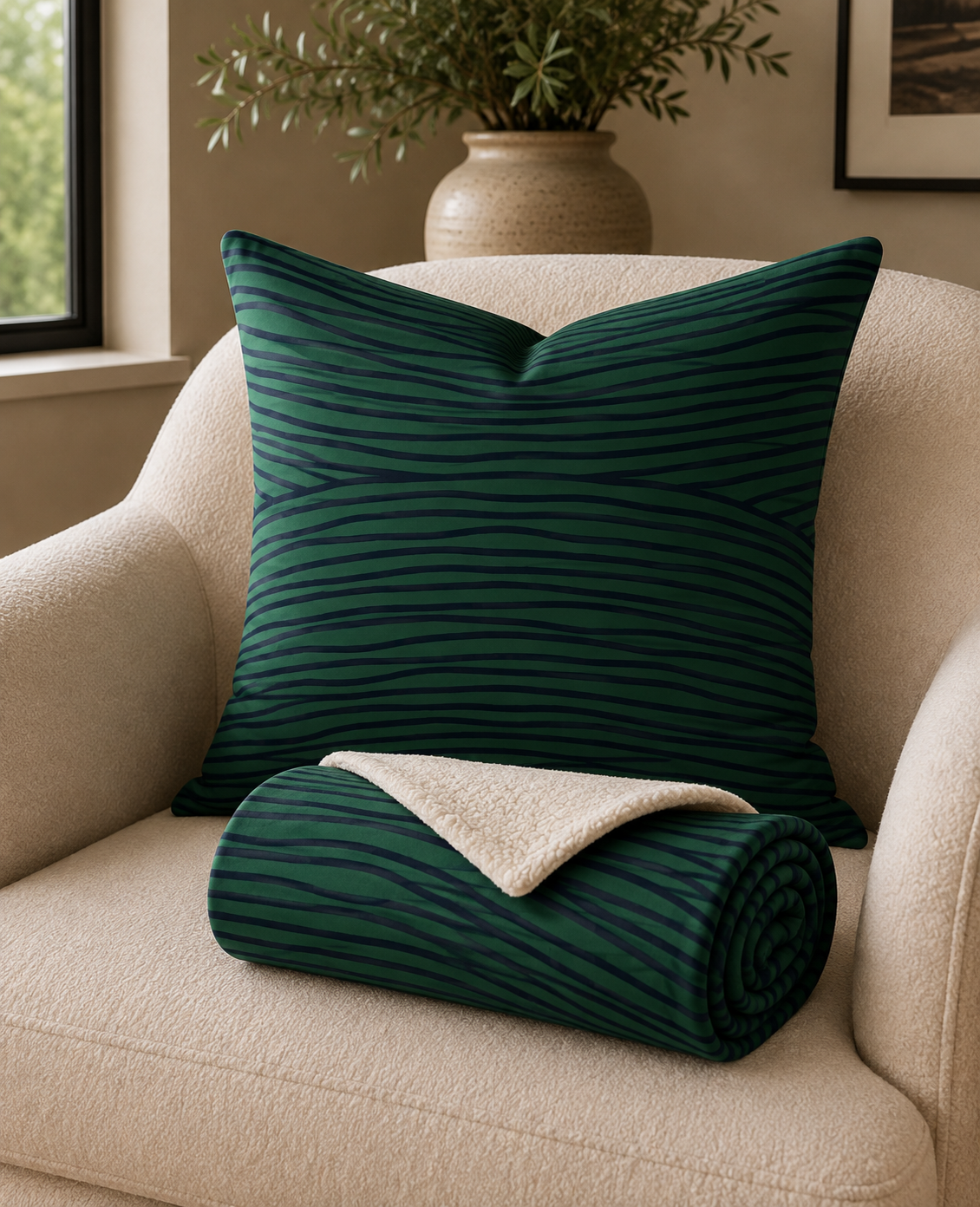 Green & Blue Throw Pillow