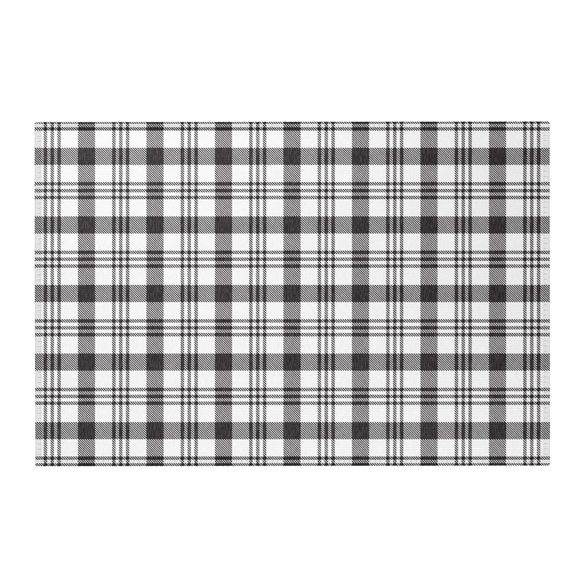 Black and white plaid area rug, 36 by 24 inches, indoor accent rug