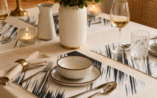 black and white set of  placemats 