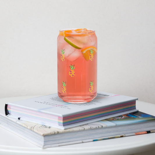 Pink glass with pineapple patterns. 