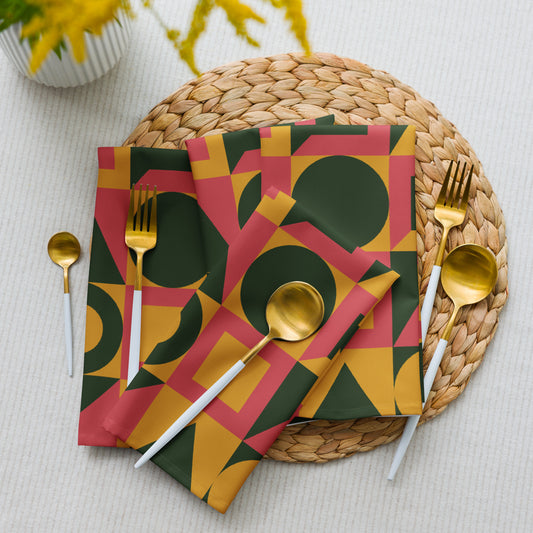 cloth harvest geo napkins cloth red, orange, brown and yellow 
