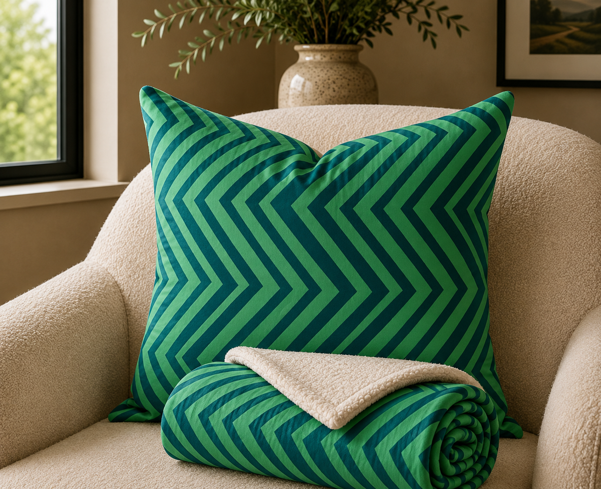 Emerald Chevron Throw Pillow