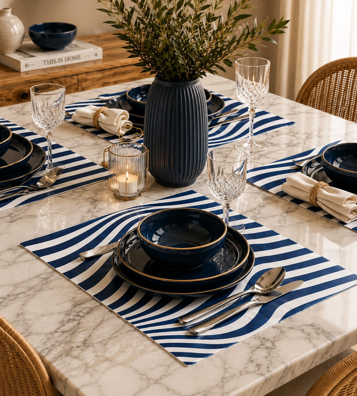 navy and white stripe placemats set of 4
