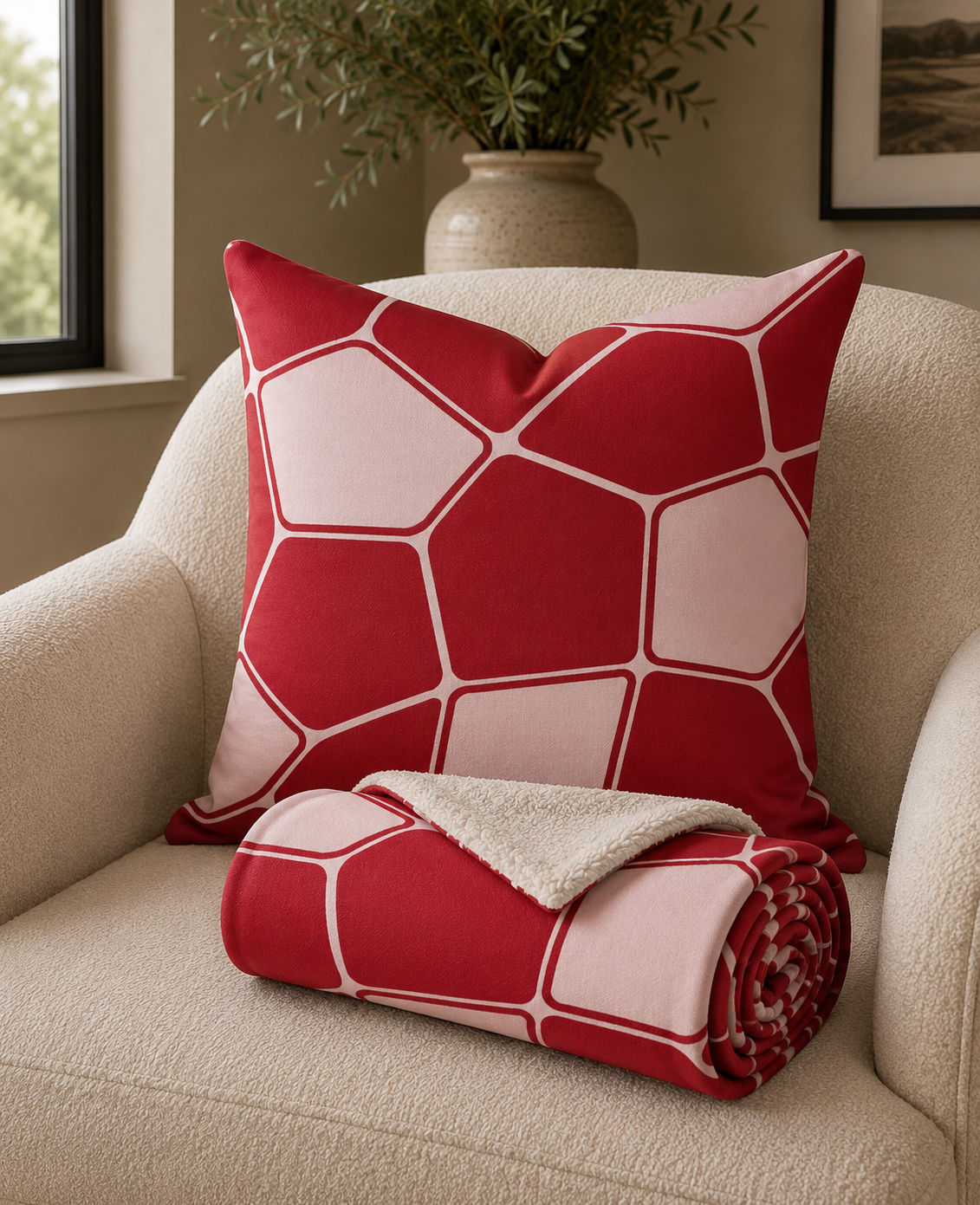 Red Coral Throw Pillow