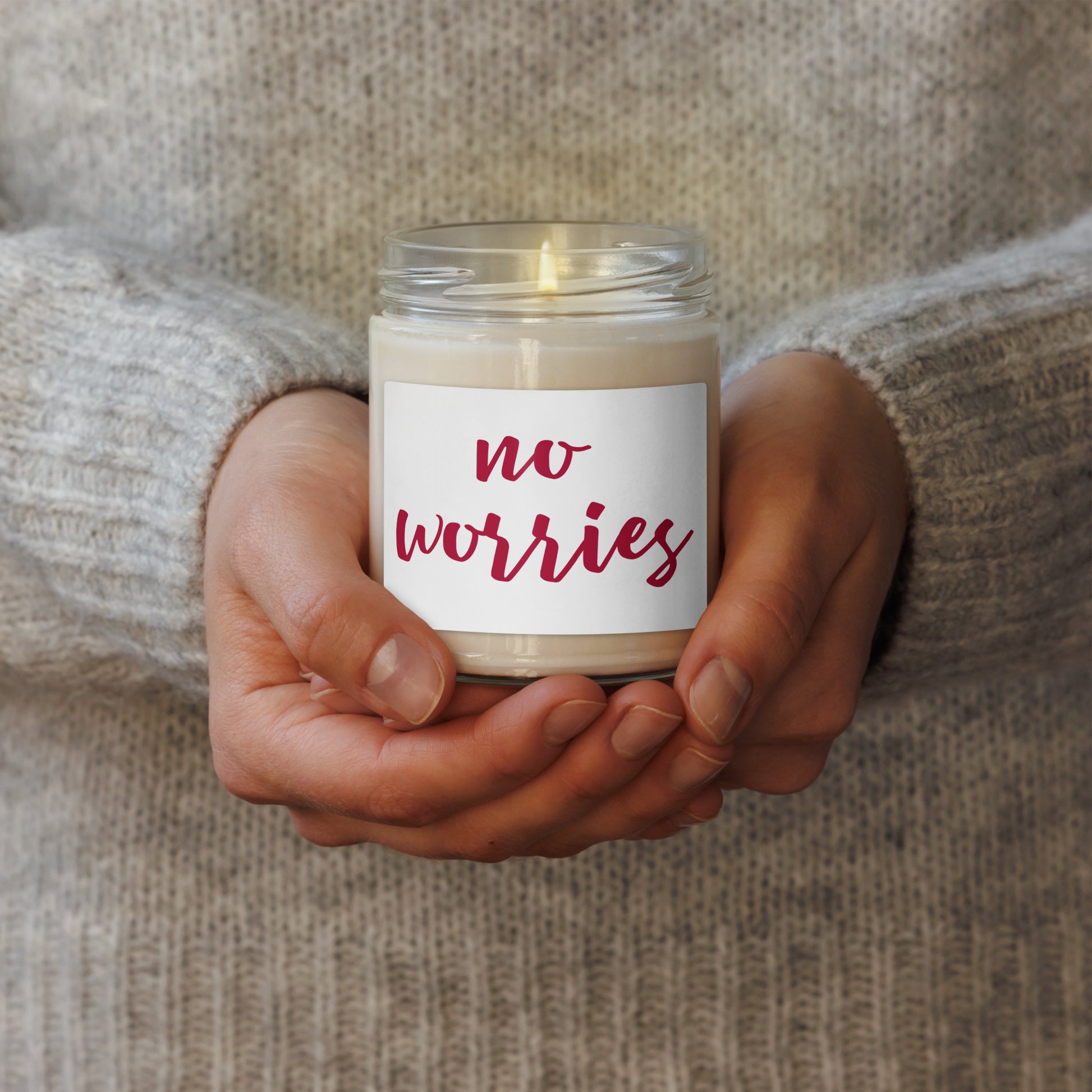 no worries scented soy candle 