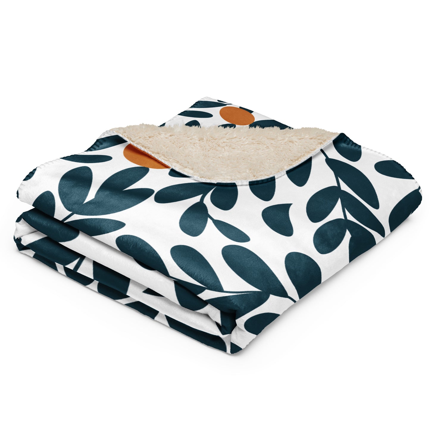 Sherpa blanket with leaf pattern Olive grove 