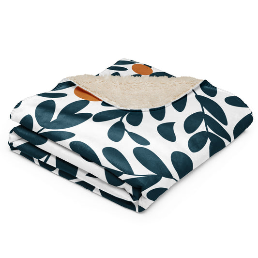 Sherpa blanket with leaf pattern Olive grove 