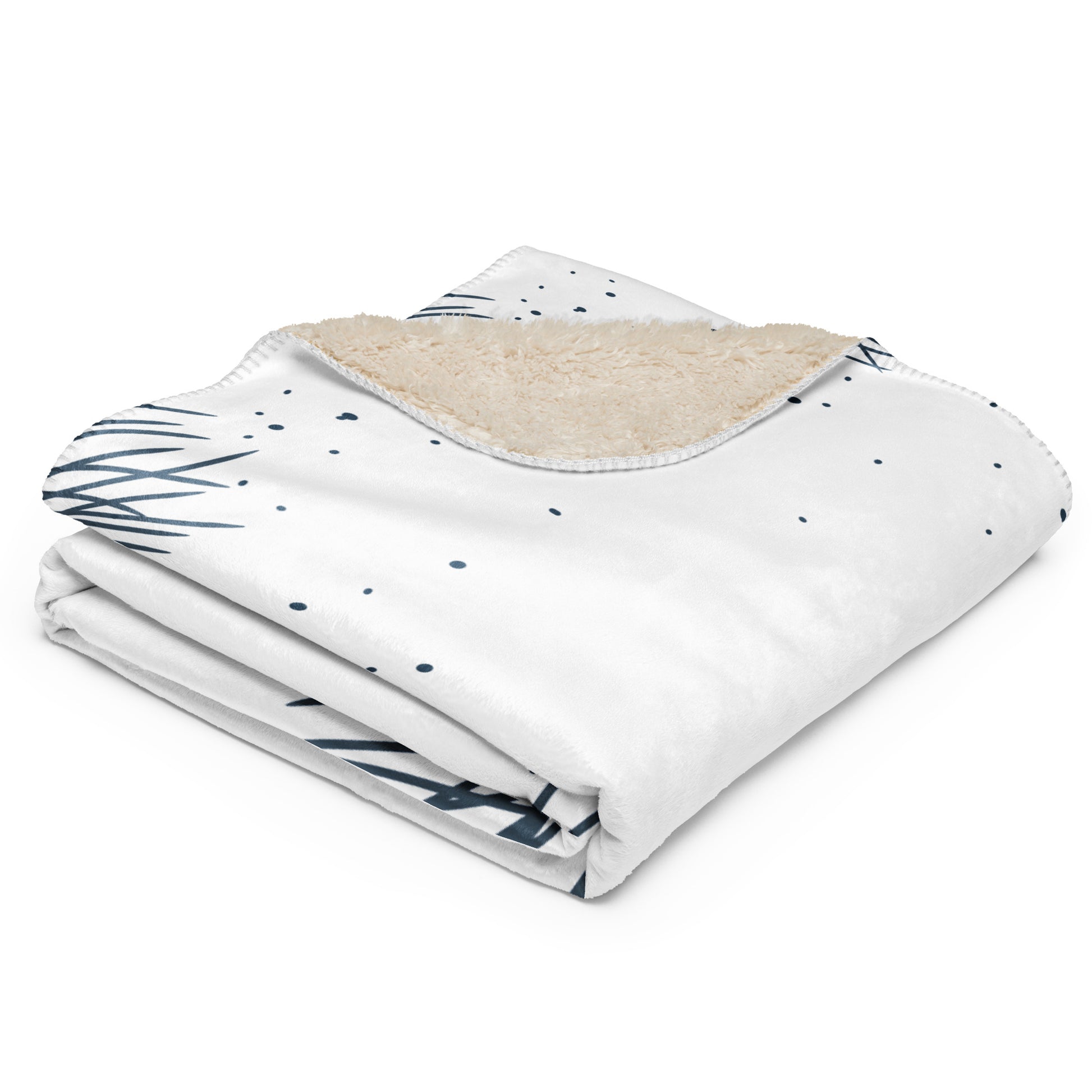 pine leaf blue and white pattern sherpa throw blanket 