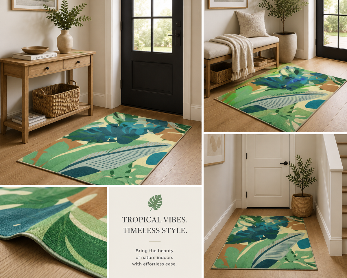 Botanical Jungle Leaf Area Rug