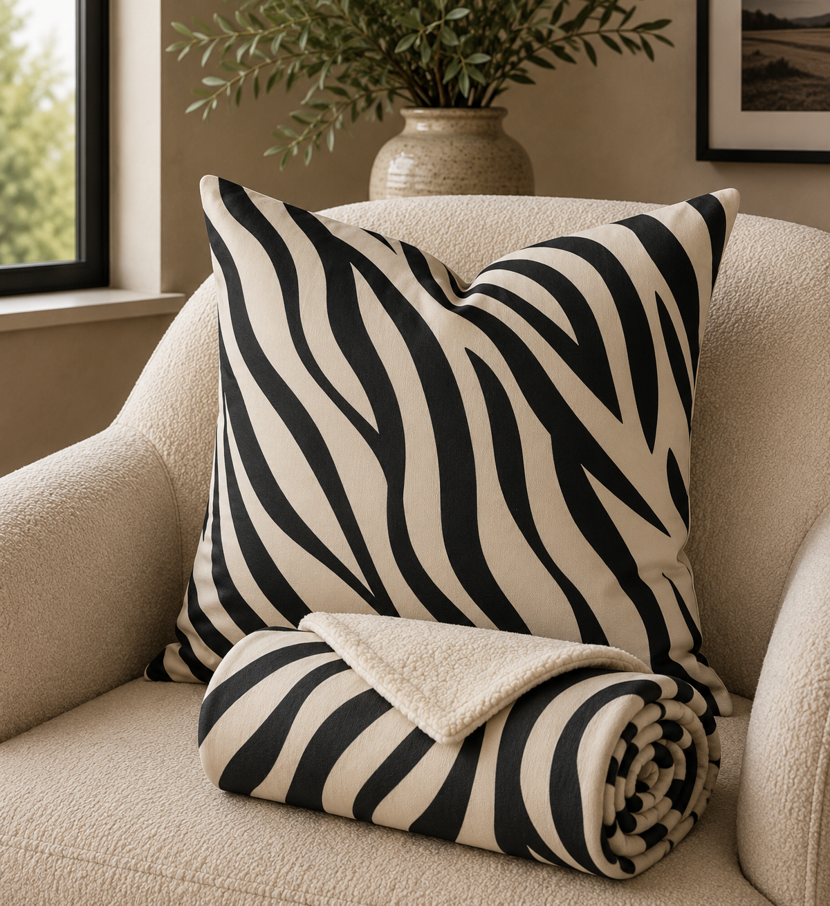 Zebra Stripe Sherpa Blanket